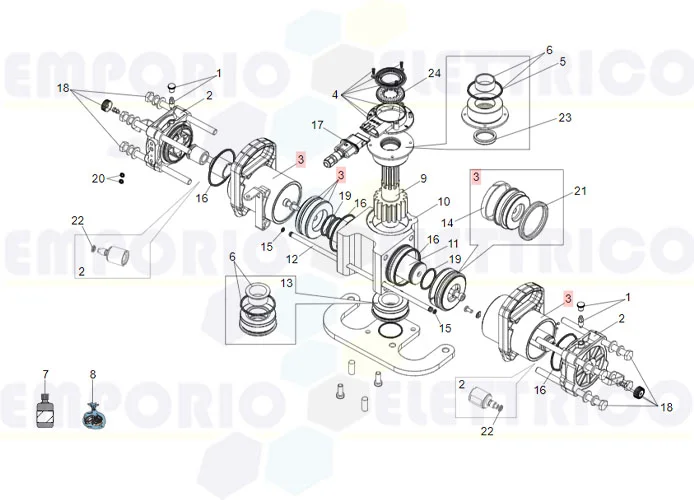 faac ricambio gruppo canna e pistone s800 180° 63003312