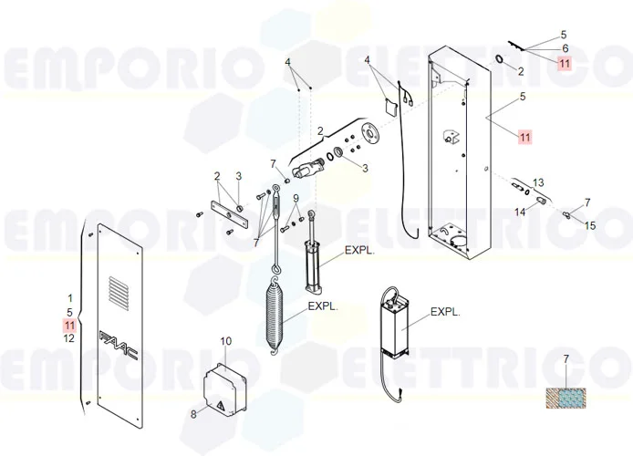 faac ricambio cofano+sportello 615 bpr (ral 9006) 63003467