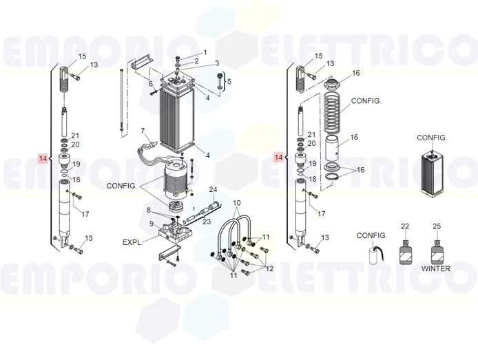 faac ricambio cilindro tuffante 620 con forcella filet 63003417